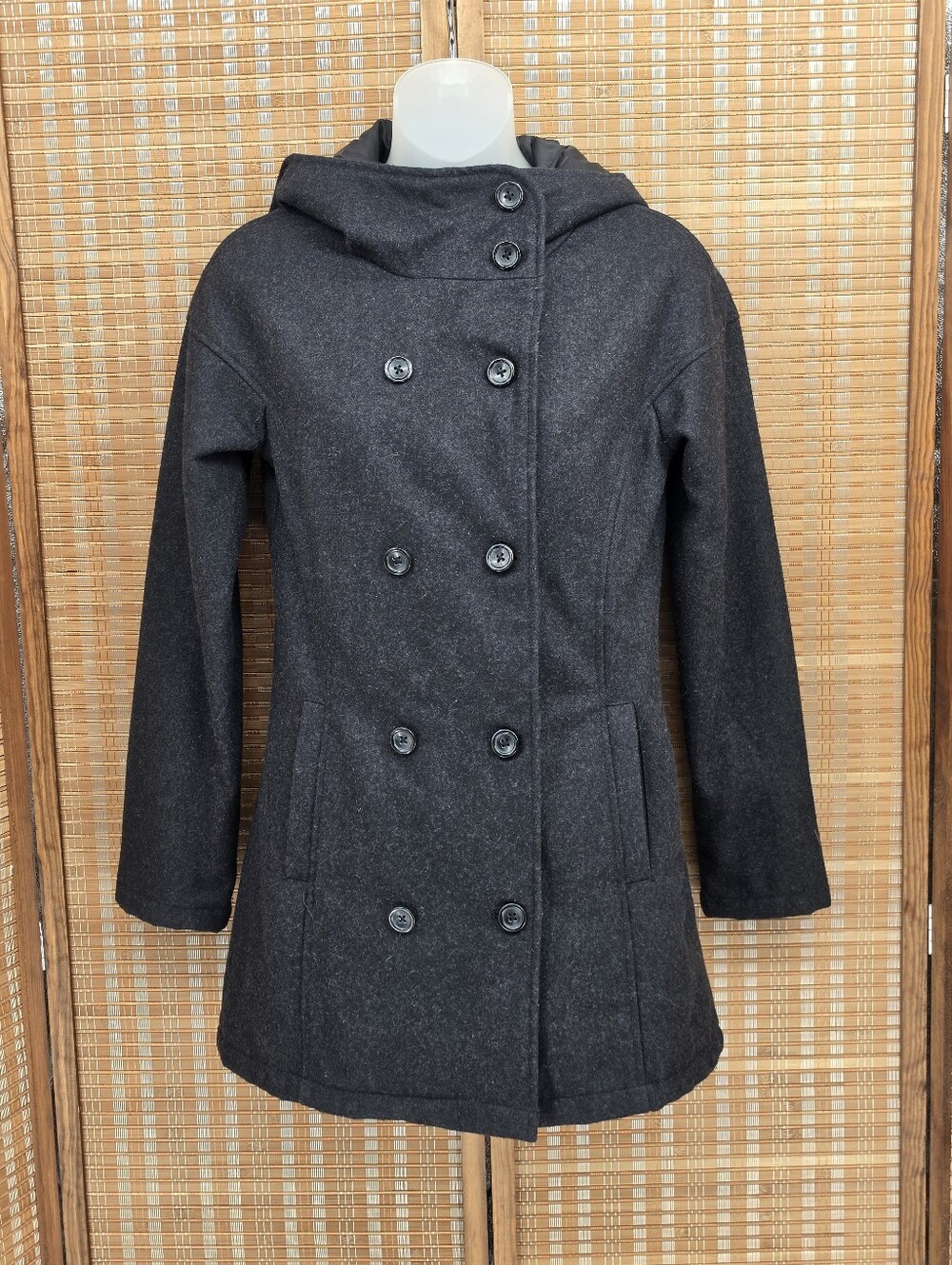 Vans Charcoal Hooded Wool-Blend Coat Size XS